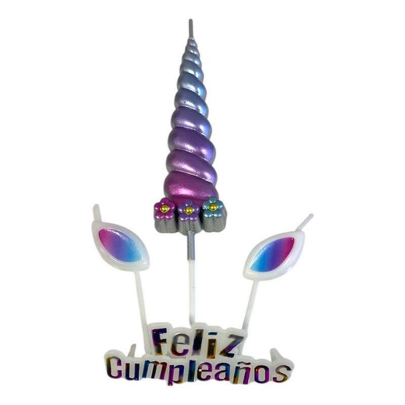 Set 4 Velas De Cumpleaños Adornos Para Tortas Unicornio