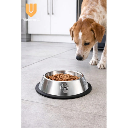 Comedero Metalico Gato Platos Perro Mascota Acero Inox 16 Cm Plateado