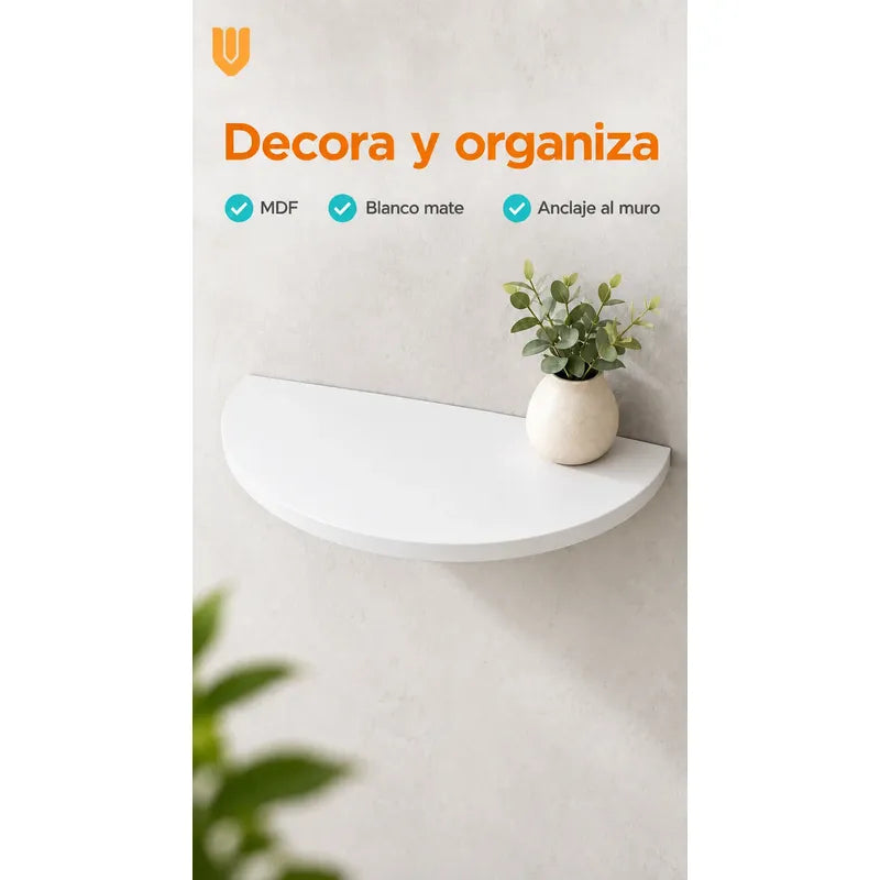 Repisa Flotante Semicircular Mdf Blanco 40cm Vitrineon Cl Blanco Repisa Mural Flotante Estante Decorativo Organización Recibidor Living Oficina Madera Mdf Muro Concreto Vestidor 40cm