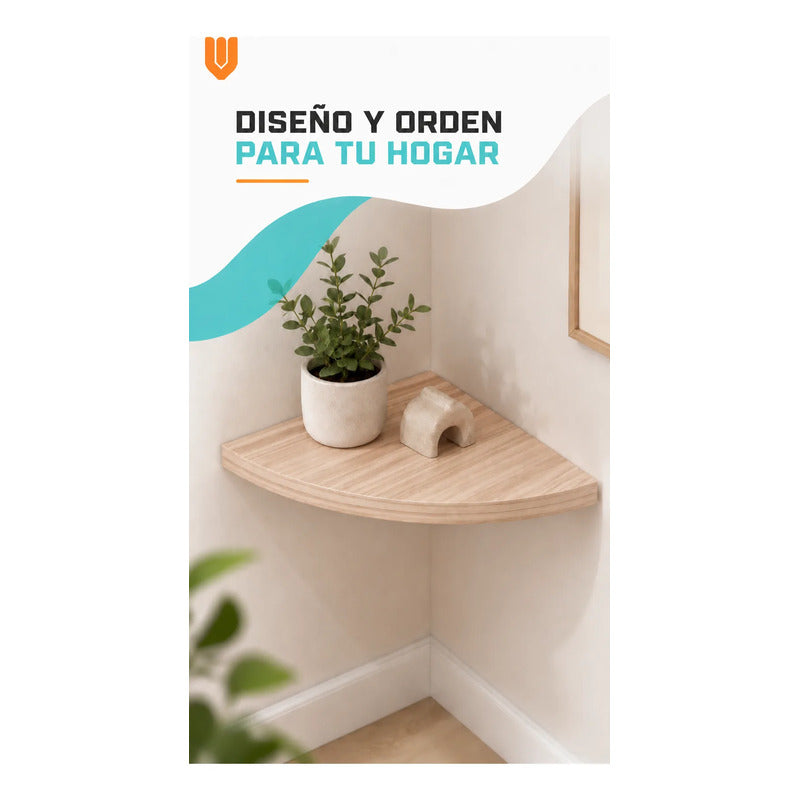 Repisas Flotante Beige Acabado Madera Pared 30cm Esquinera Repisa Esquinera Flotante Acabado Madera Cuarto Círculo Borde Curvo Fijación Oculta Mural Decorativa 30cm