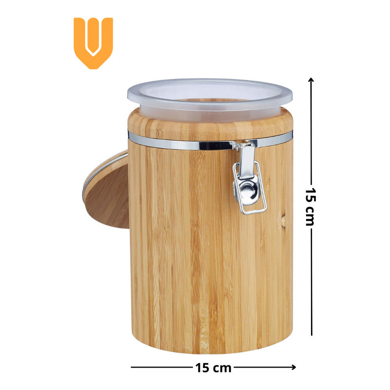 Frasco Contenedor Alimentos Recipiente Hermetico Bambu 15 Cm Bambú