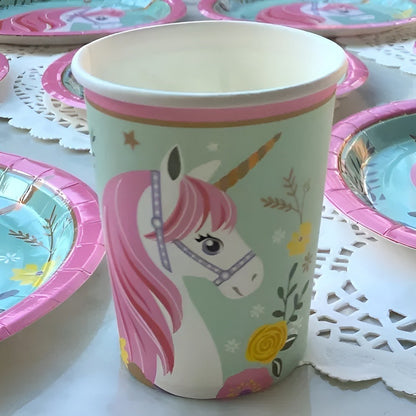 10 Vasos Cumpleaños Vasos Desechable Cumpleaños Unicornio Rosa Claro