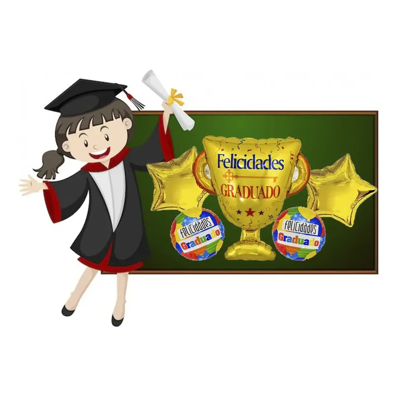 Set De Globos Graduacion  Globos Decoracion Graduacion Globo Dorado