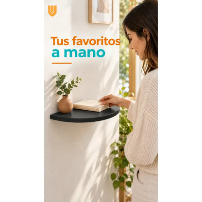 Repisa Flotante Semicircular Mdf Negro 45cm Vitrineon Cl Negro Repisa Mural Flotante Estante Decorativo Organización Recibidor Living Oficina Madera Mdf Muro Concreto Vestidor 45cm