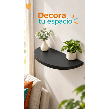 Repisa Flotante Semicircular Mdf Negro 45cm Vitrineon Cl Negro Repisa Mural Flotante Estante Decorativo Organización Recibidor Living Oficina Madera Mdf Muro Concreto Vestidor 45cm
