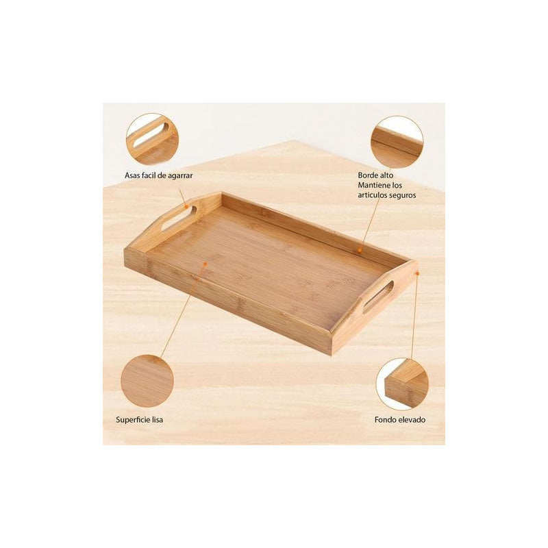 Bandejas De Bambu Bandejas Madera Desayuno Bandeja 45x33cm Vitrineon Cl