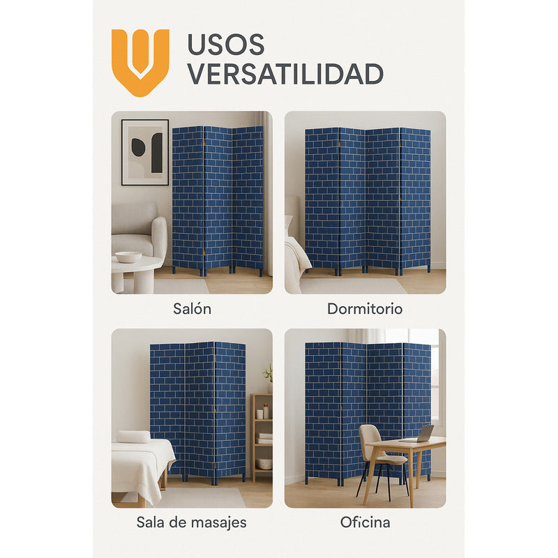 Biombo Separador Oficina Ambientes Divisor 4 Puertas 180 Cm