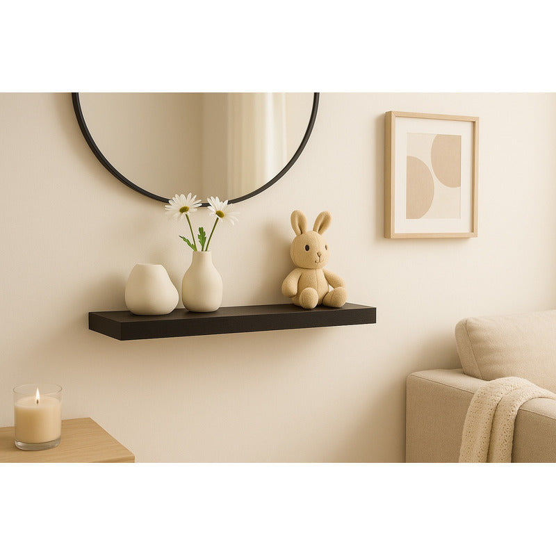 Repisa Flotante Dormitorio Baño Estantes Pared Mdf 60x15cm Negro