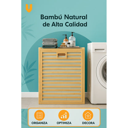 Canasto Cesto Ropa Sucia Plegable Bambu Grande Organizador