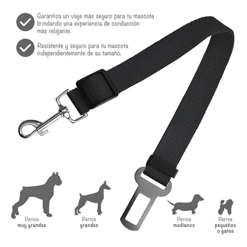 Cinturon Seguridad Color Negro Para Transportar En Auto Mascotas 70cm