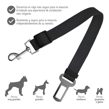Cinturon Seguridad Color Negro Para Transportar En Auto Mascotas 70cm
