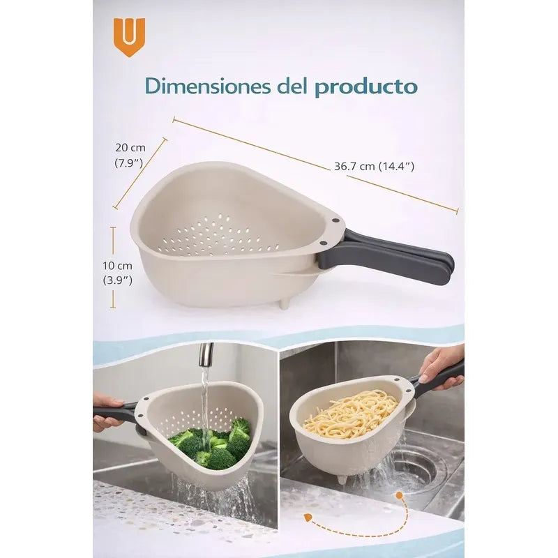 Colador Frutas Verduras Cocina Plegable Compacto Hogar Blanco Cocina Moderno Minimalista Elegante Diseño Compacto Visual Limpio Armonico Resistente Duradero Uso Diario Hogar Premium
