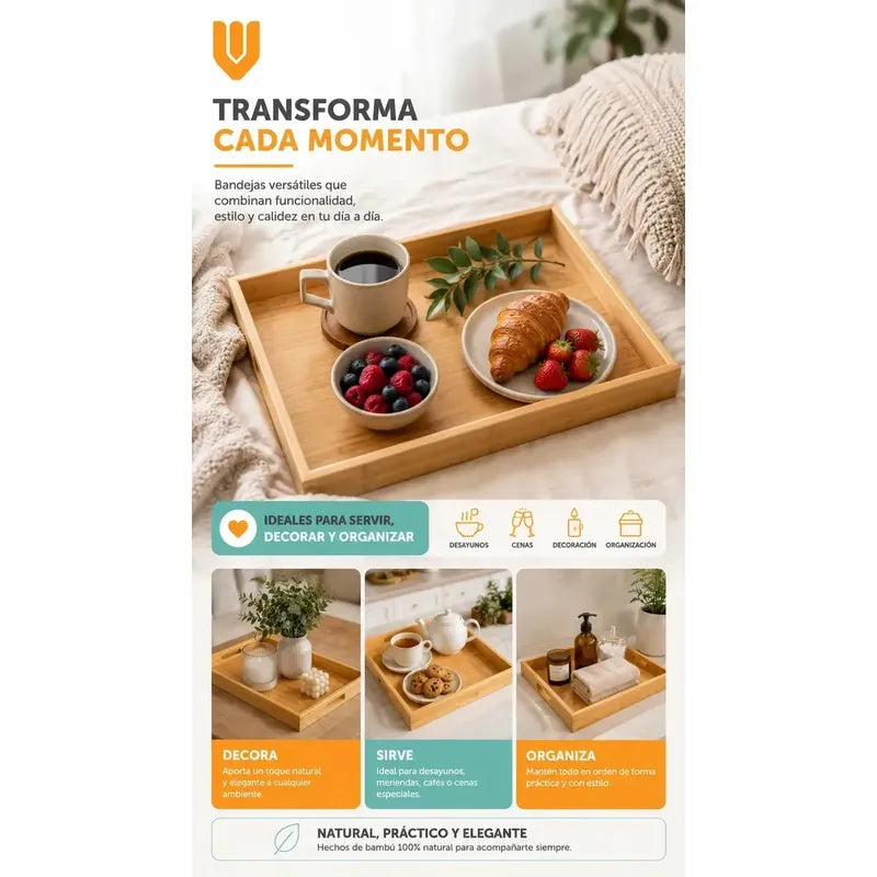 3 Tabla Desayuno Nordica Madera Artesanal Brunch Premium Marron Bambu Natural Madera Clara Elegante Nordico Artesanal Gourmet Calido Minimalista Cocina Premium