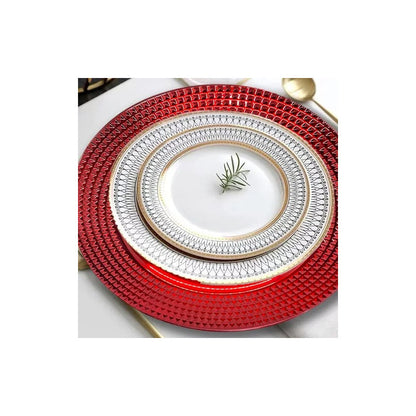 Plato Base Rojo Vajilla Navidad Juego De Platos Rojos 33cm