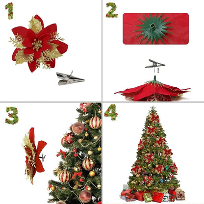 6 Flores Navideñas Adornos Arbol Navidad Flores Decoración