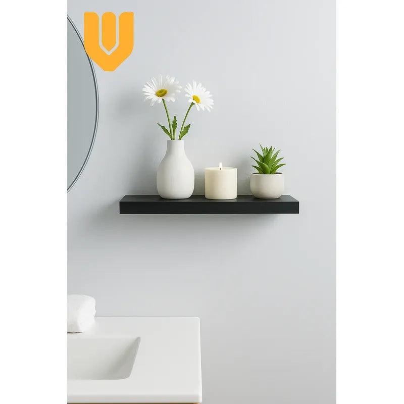 Repisa Flotante Dormitorio Baño Estantes Pared Mdf 40x15 Cm Negro