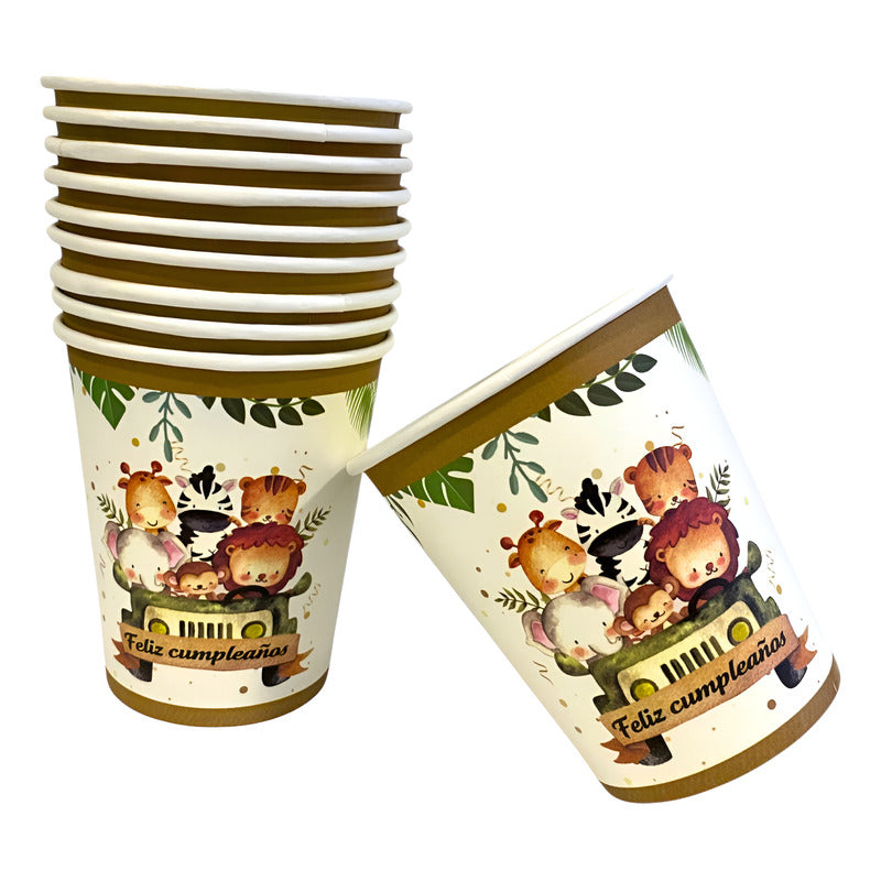 10 Vasos Desechables Safari Decoracion Fiesta Cumpleaños