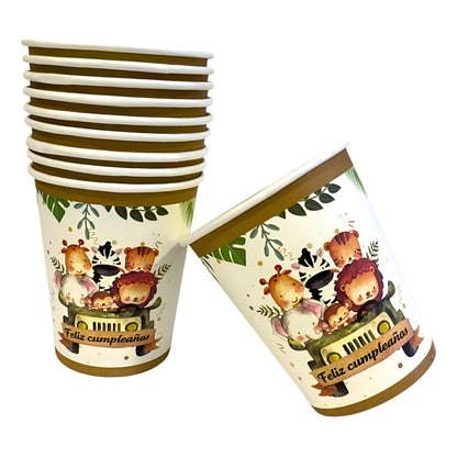 10 Vasos Desechables Safari Decoracion Fiesta Cumpleaños