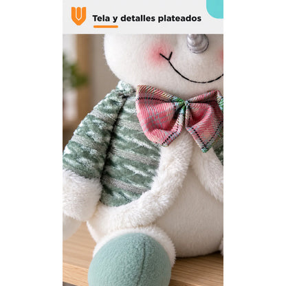 Muñeco Navideño 28cm Decorativo Adornar Figuras Navidad Blanco Muñeco Adorno Navideño Muñeco Papá Noel Viejito Pascuero Santa Claus Gorro Barba Blanca Figura Verdes Cascabel 28cm-nieve