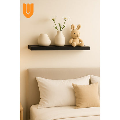Repisa Flotante Dormitorio Baño Estantes Pared Mdf 60x15cm Negro