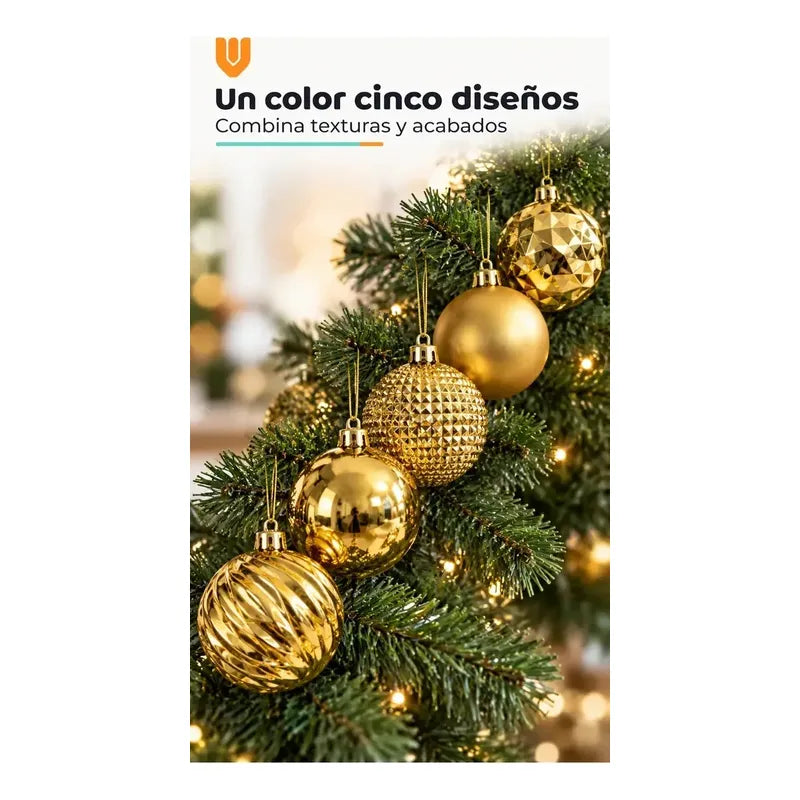 40 Esferas Navidad Adorno Bolas Decorativas Dorado 6cm Esferas Navideñas Clásicas Decorativas Acabados Brillantes Mate... 6 Cm Diámetro