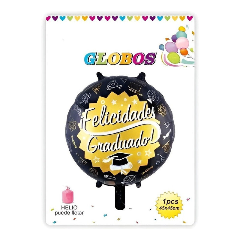 Globo Redondo Metalizado Graduación Decoracion Grado Fiesta