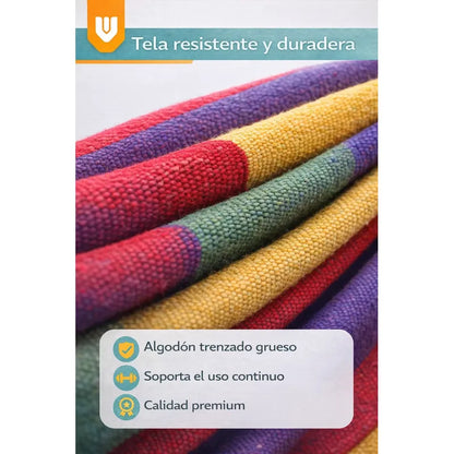 Columpio Colgante Multicolor Exterior Camping Playa Viaje Rojo Brillante Tonalidad Intensa Tela Durable Estilo Tropical Veraniego Jardín Terraza Patio Camping Relax Ext Hamaca Descanso Exterior...