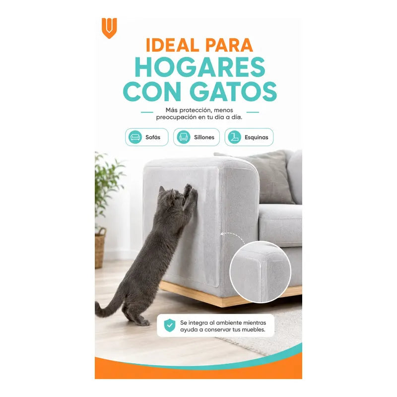 2 Rascadores Gatos Antiarañazos Rasguños Sofá Sillón Protect Blanco 43x30