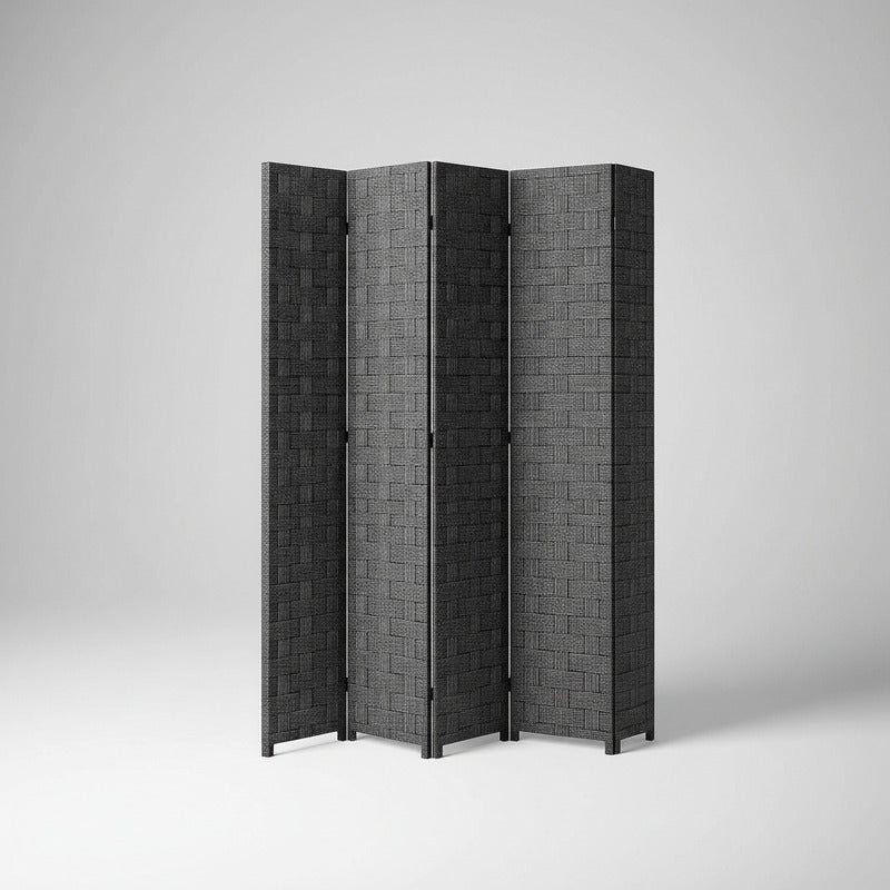 Biombo Oficina Interior Separador Ambientes Ratán 4 Paneles
