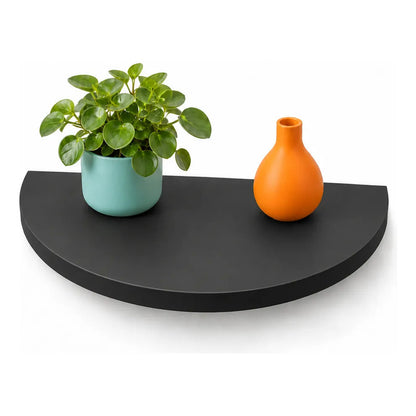 Repisa Flotante Semicircular Mdf Negro 40cm Vitrineon Cl Negro Repisa Mural Flotante Estante Decorativo Organización Recibidor Living Oficina Madera Mdf Muro Concreto Vestidor 40cm