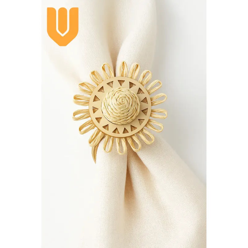 Servilletero Aro Metal Bambú 6 Cm Porta Servilleta Decoració Dorado