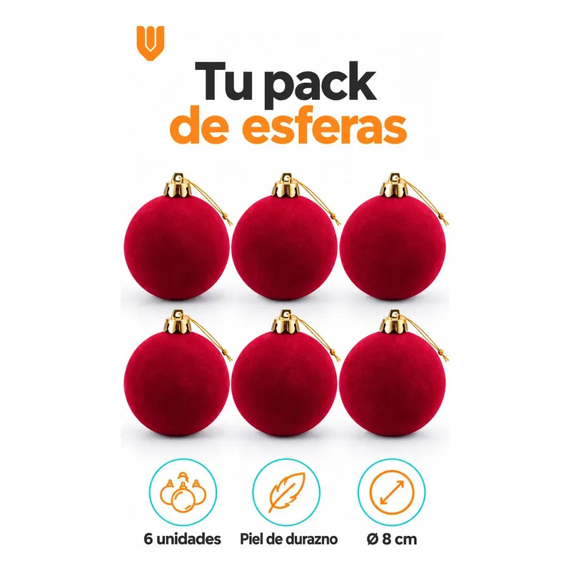6 Esferas Navidad Adorno Piel Durazno Bolas Decorar 8cm Esferas Navidad Adorno Piel Durazno Bolas Decorar 8cm Vino Esferas... 8cm