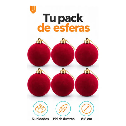6 Esferas Navidad Adorno Piel Durazno Bolas Decorar 8cm Esferas Navidad Adorno Piel Durazno Bolas Decorar 8cm Vino Esferas... 8cm