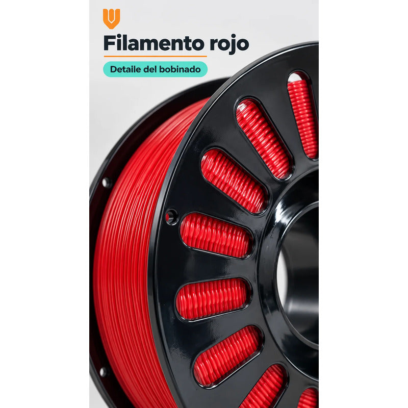 Filamento Impresora 3d Rojo 1,75mm ±0,02mm Rollo Carrete Rojo Filamento Impresión Tridimensional Bobina Rollo Carrete Negro Modelado Digital Prototipos Figuras Diseños Maquetas 1,75 Mm