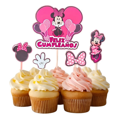 Topper Cumpleaños Torta Cotillon Cup Cake Minnie Mouse