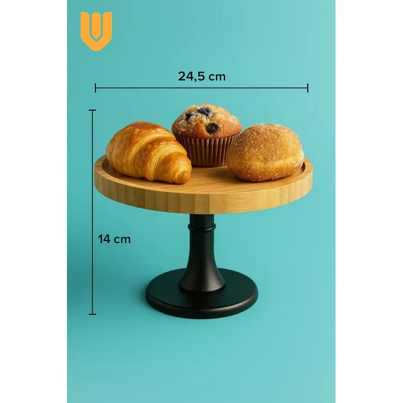 Soporte Torta Porta Cupcakes Base Reposteria Bambu 25,5 Cm Bambú