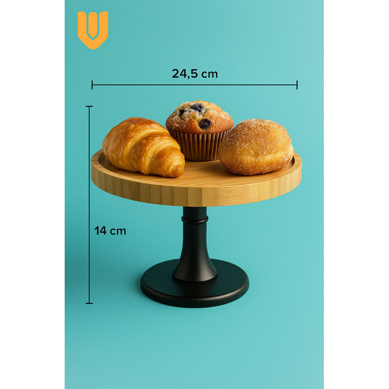 Soporte Torta Porta Cupcakes Bambu 25,5cm Pedestal Fiestas Bambú