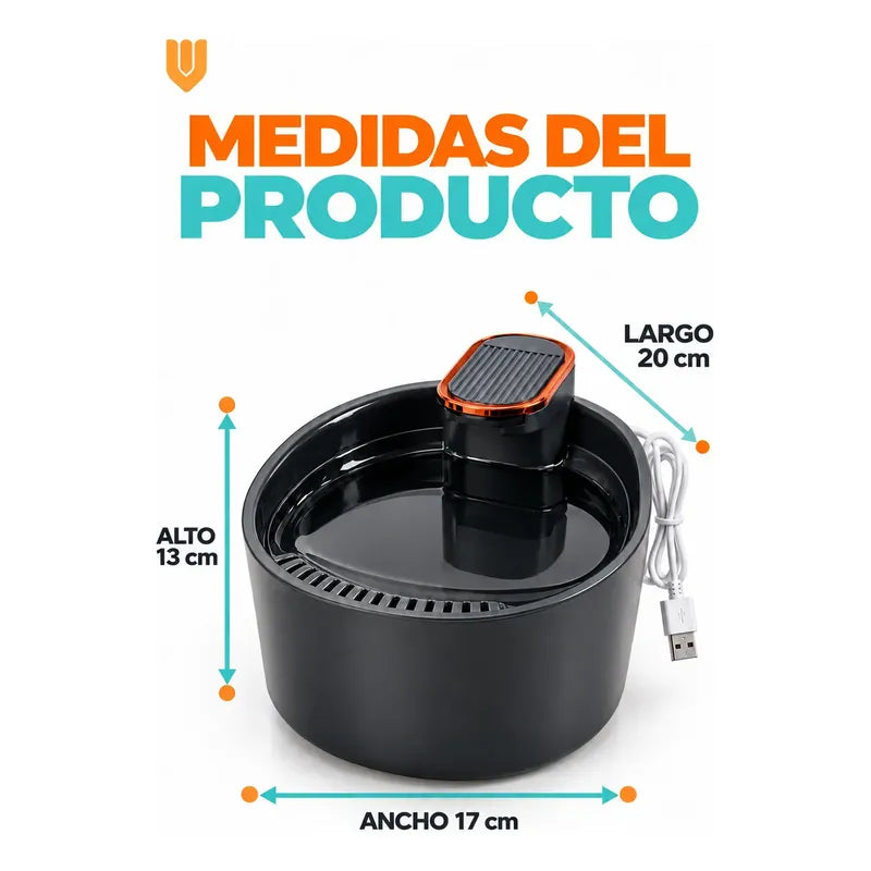 Filtro Bebedero Perro Gato Fuente Agua Automático Usb Negro Fuente Bebedero Automático Agua Gatos Perros Usb Filtro Recirculante Mascotas Compacto Negro Hogar