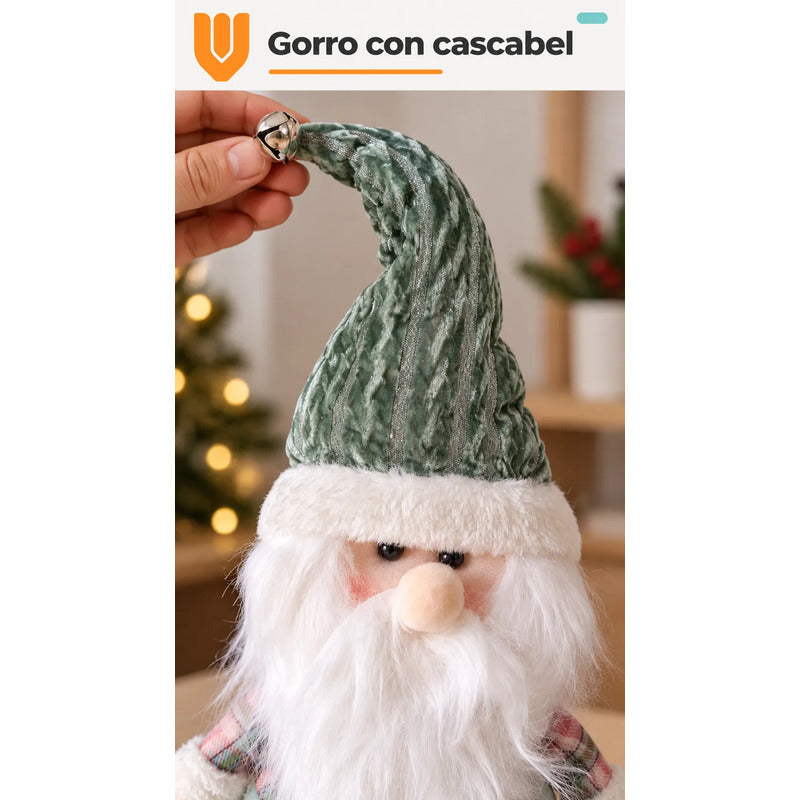 Muñeco Pascuero Navideño 45cm Decorativo Figuras Navidad Blanco Muñeco Pascuero Navideño Muñeco Papá Noel Viejito Pascuero Santa Claus Gorro Barba Blanca Figura Verdes Cascabel 45cm-pascuero