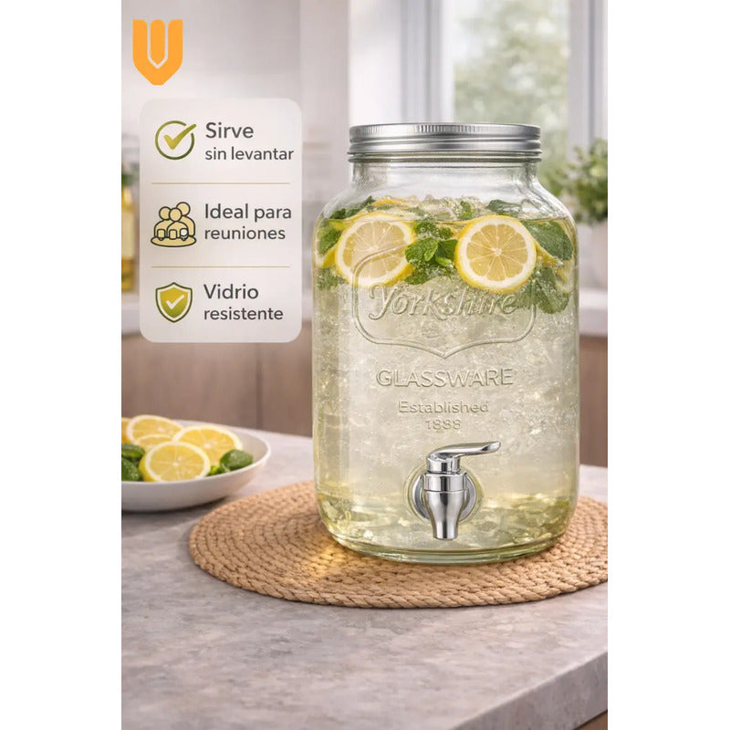 Dispensador Frasco Jugo Agua Bebidas Fiestas Vidrio Hogar 5l Dispensador Bebidas Vidrio 5l Frasco Jugo Agua Fiestas Hogar Canilla Servicio Mesa Transparente