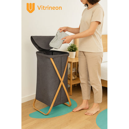 Canasto Ropa Grande Tela Bambú Premium Organizador Hogar