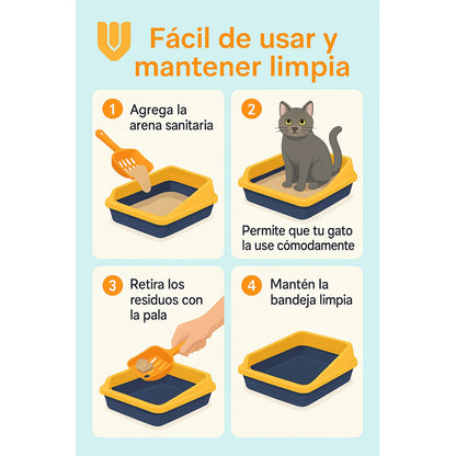 2 Areneros Gatos  Caja Arena Higiene Bandeja Sanitaria Pala Multicolor