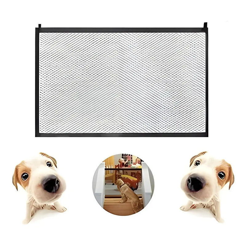 Puerta De Seguridad Plegable Magica Malla Para Mascotas Negro