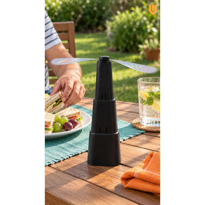 Ventilador Espanta Moscas Mosquitos Portatil Silencioso Negro Espantamoscas Portátil Mesa Ahuyentador Moscas Aspas Suaves Reflectantes Negro 2 Pilas Aa Cocina Comedor Terraza