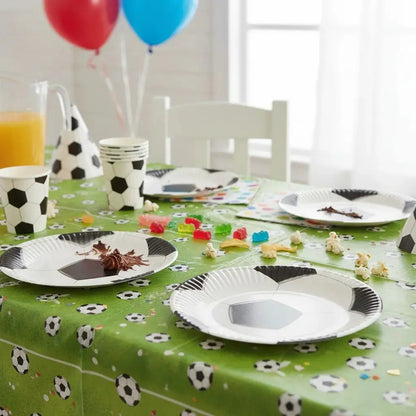 X10 Platos Cumpleaños Futbol Platos Desechable Decoracion  Blanco Y Negro 10 Platos
