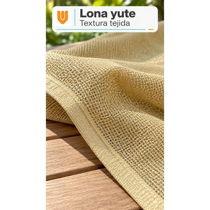 Toldo Vela Sombra Lona Cubierta Terraza Jardín 1.90x3 Metros Beige Arena Claro Dorado Suave Tonalidad Cálida Bordes Costuras Al Tono Cintas Cuerdas Blancas Argollas Plateadas 1.90 Largo X 3.03 Metros