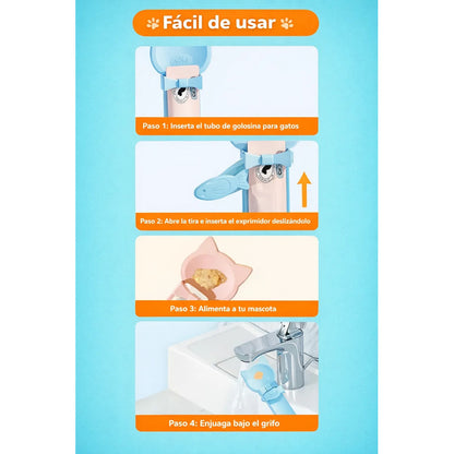 Cuchara Dispensadora Churu Snack Cremoso Alimento Mascotas Al Azar Cuchara Dispensadora Snack Cremoso Mascotas Churu Plastico Manual Interactivo 26cm Alimentacion Perros Gatos