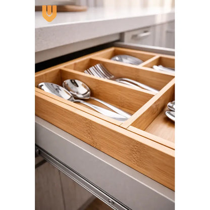 Organizador Cubiertos Bambú Expandible Cajón Cocina Ajustabl Bambú