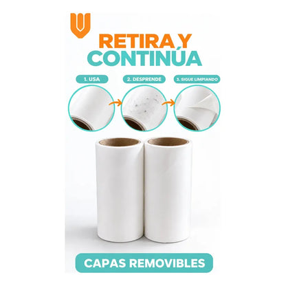 2 Repuestos Saca Pelusa Rodillo Quitapelusas Adhesivo Ropa Repuestos Rodillo Quitapelusas Adhesivo Ropa Textiles Pelos Mascotas Polvo Limpieza Blanco 10 Cm 45 Mm Sin Mango