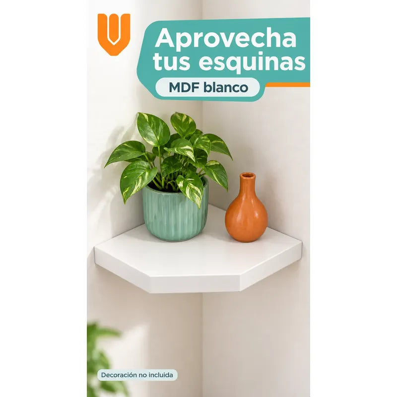 2 Repisas Esquineras Flotantes Blancas Mdf 30x30cm Hogares Blanco
